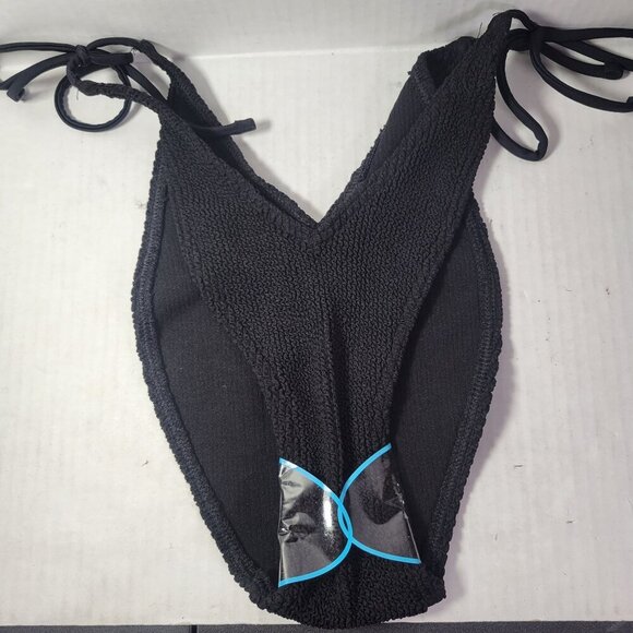 Asos Design Black Textured Adjustable Side Tie Bikini Bottom Swimwear - Picture 1 of 7